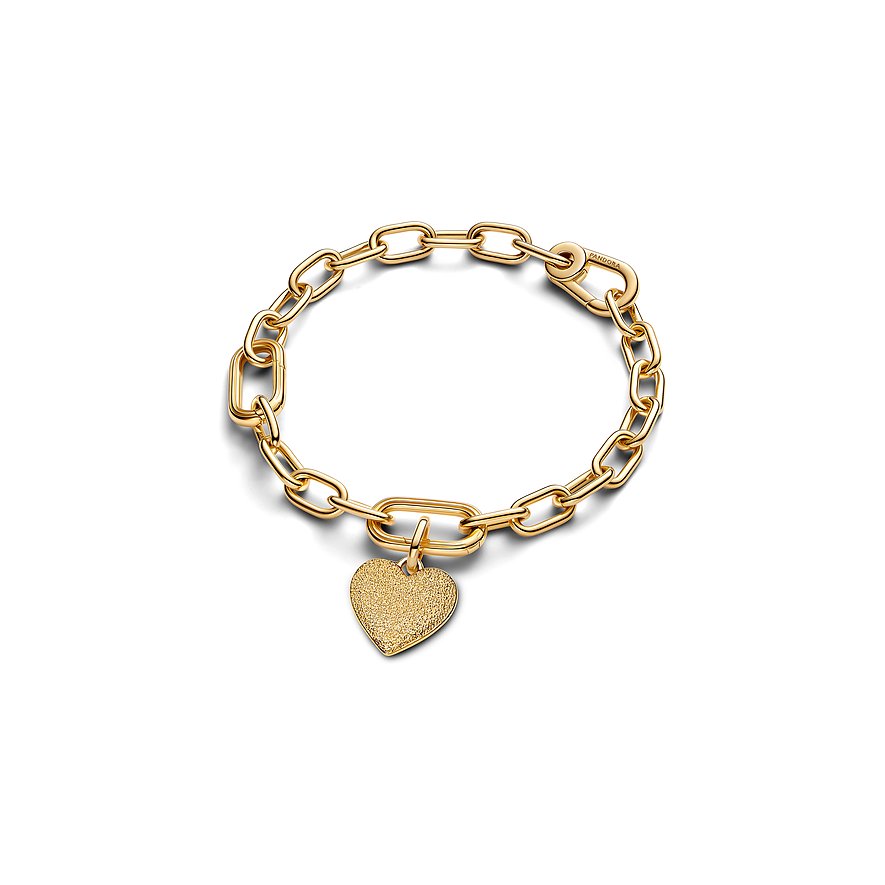 Pandora Armband aus Metall mit Herz-Anhänger, goldfarben.