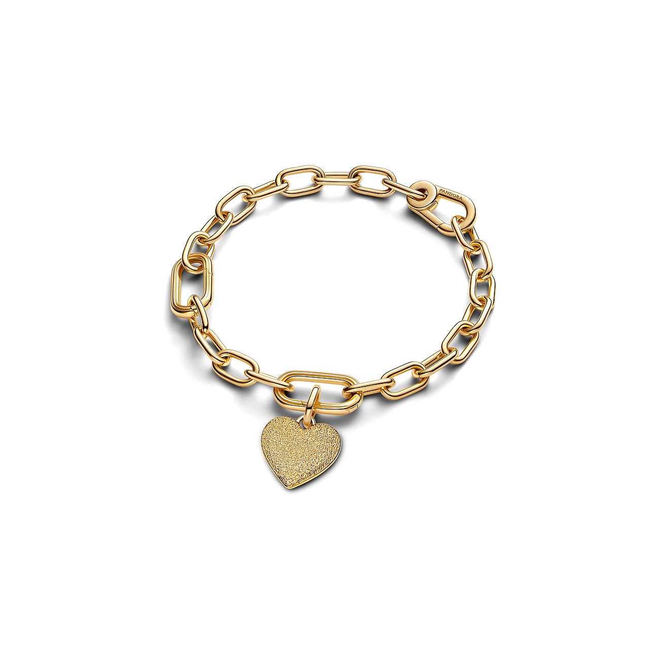 Pandora Armband aus Metall mit Herz-Anhänger, goldfarben.