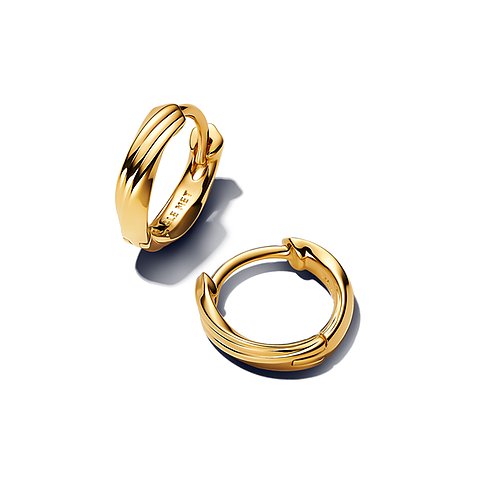 Pandora Ohrringe aus Metall, goldfarben, mit gerilltem Design.