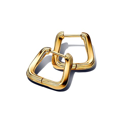 Pandora Ohrringe aus Metall, goldfarben, mit geripptem Design.