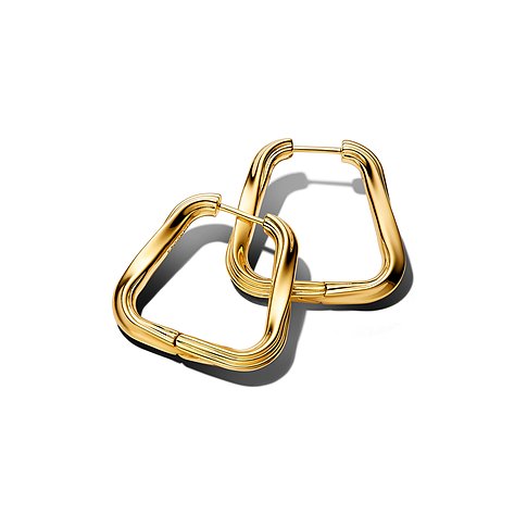 Pandora Ohrringe aus vergoldetem Metall mit geriffeltem Design.