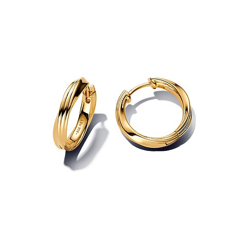 Pandora Ohrringe aus Metall, goldfarben, mit gerilltem Design.