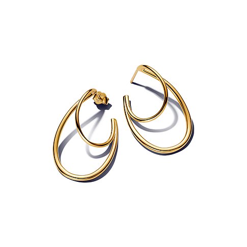 Pandora Ohrhänger aus Metall, goldfarben, mit zwei Schlaufen.