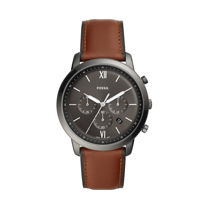 2. Chance - Fossil Chronograph FS5512, Herren, Edelstahl, Armband: Leder, Quarz, analog