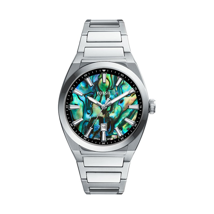Fossil Herrenuhr Everett FS6114, Herren, Edelstahl, Armband: Edelstahl, Quarz, analog