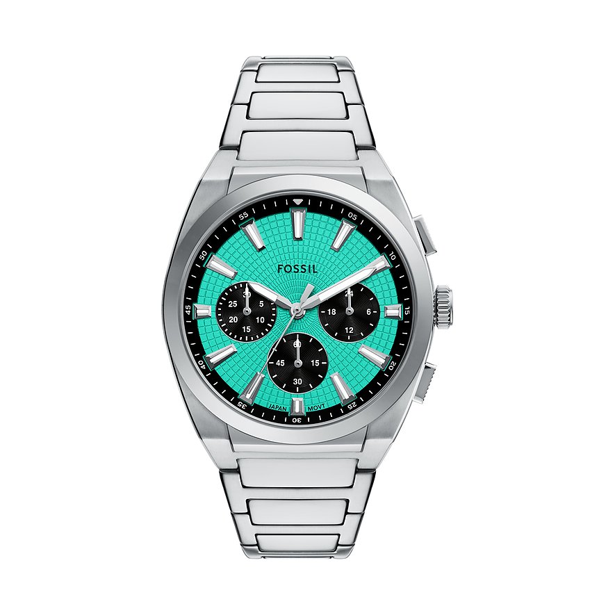 Fossil Chronograph Everett FS6117, Herren, Edelstahl, Armband: Edelstahl, Quarz, analog