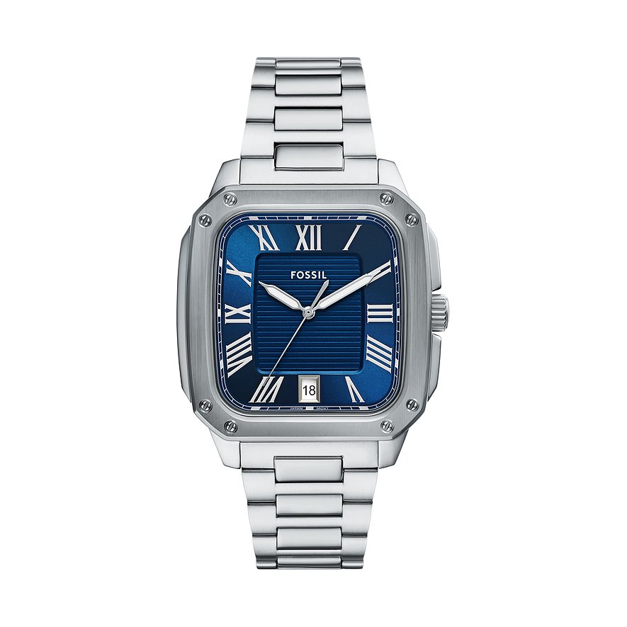 Fossil Herrenuhr Crosby FS6121, Herren, Edelstahl, Armband: Edelstahl, Quarz, analog