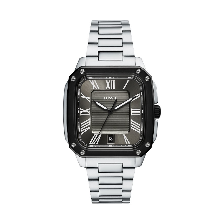 Fossil Herrenuhr Crosby FS6122, Herren, Edelstahl, Armband: Edelstahl, Quarz, analog