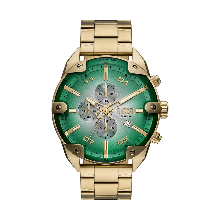 Diesel Chronograph Spiked DZ4685, Herren, Edelstahl, Armband: Edelstahl, Quarz, analog