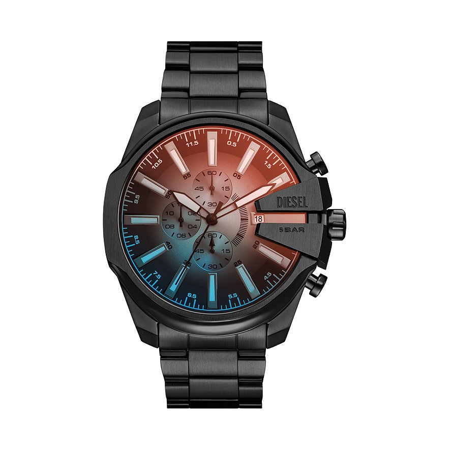 Diesel Chronograph Mega Chief Slim DZ4689, Herren, Edelstahl, Armband: Edelstahl, Quarz, analog