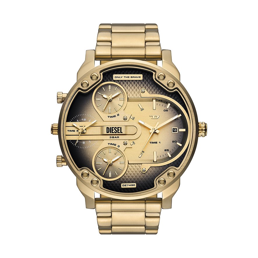 Diesel Herrenuhr Mr. Daddy Slim DZ7490, Herren, Edelstahl, Armband: Edelstahl, Quarz, analog