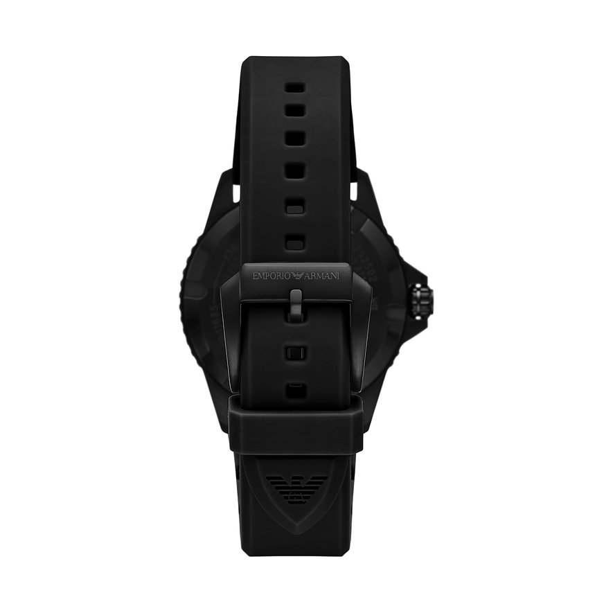 Orologio da uomo Emporio Armani con cassa in acciaio inossidabile nero e cinturino nero.