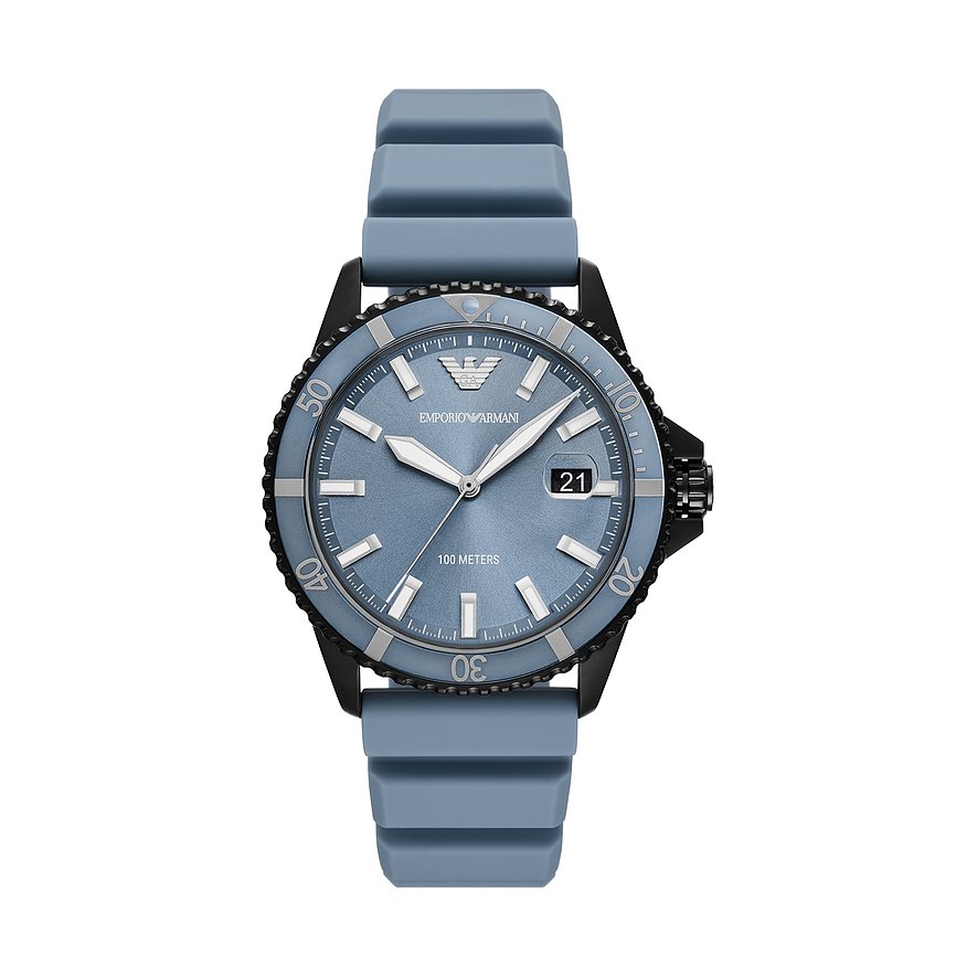 Emporio Armani Herrenuhr AR11685, Herren, Edelstahl, Armband: Silikon, Quarz, analog