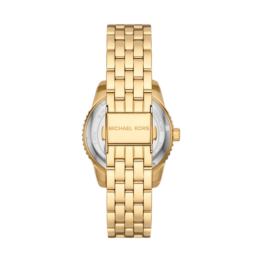 Michael Kors damklocka med boett i rostfritt stål, guldfärgad och analog display.