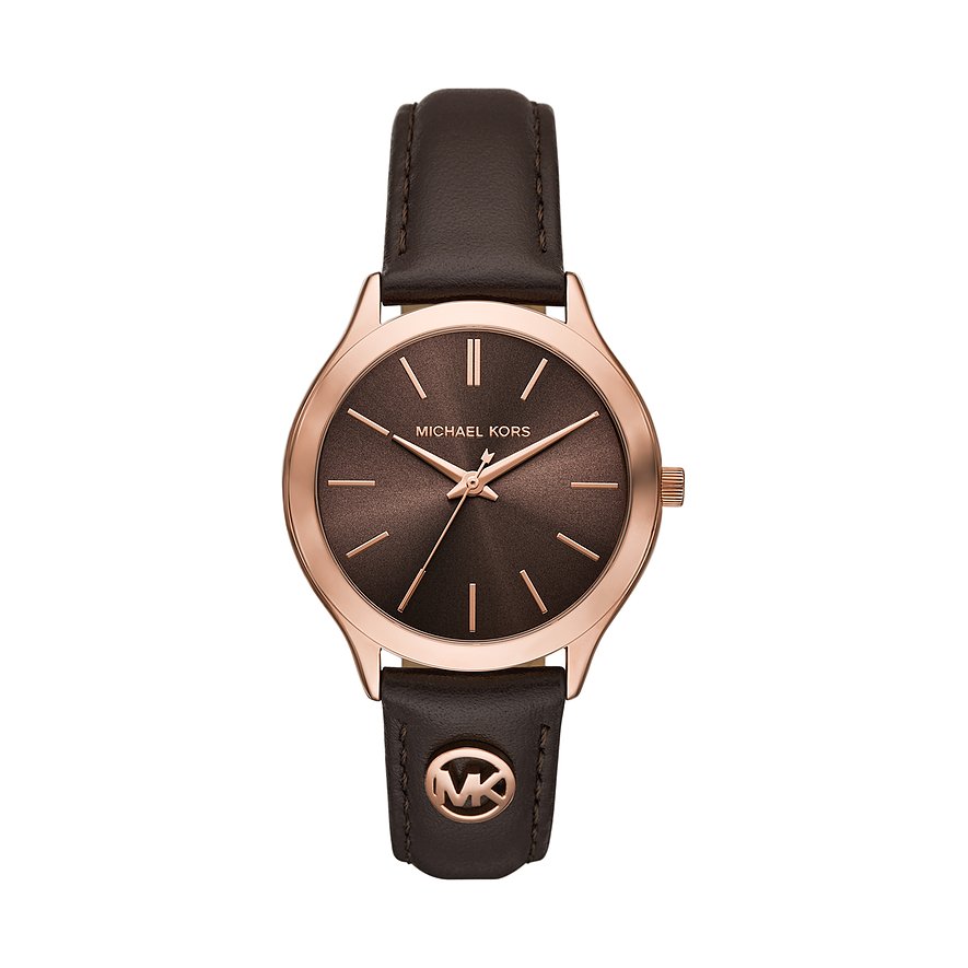 Michael Kors Damenuhr Runway Slim MK7546, Damen, Metall, Armband: Leder, Quarz, analog