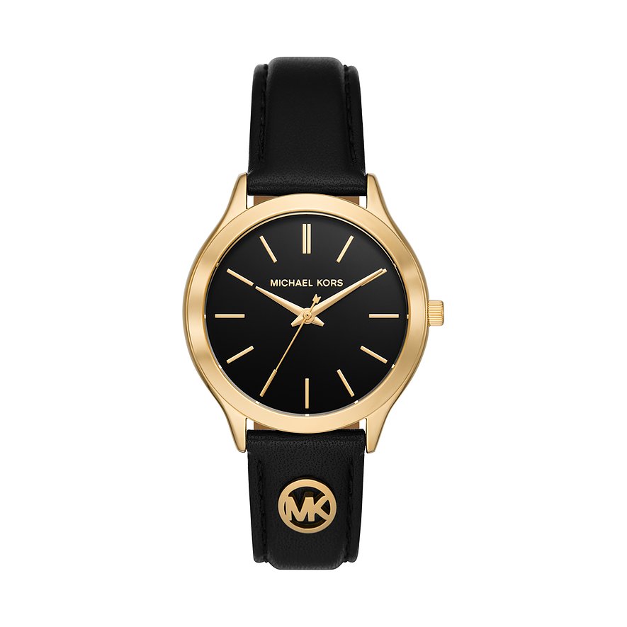 Michael Kors Damenuhr Runway Slim MK7553, Damen, Metall, Armband: Leder, Quarz, analog