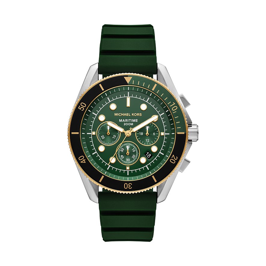 Michael Kors Chronograph Maritime MK9214, Herren, Edelstahl, Armband: Silikon, Quarz, analog