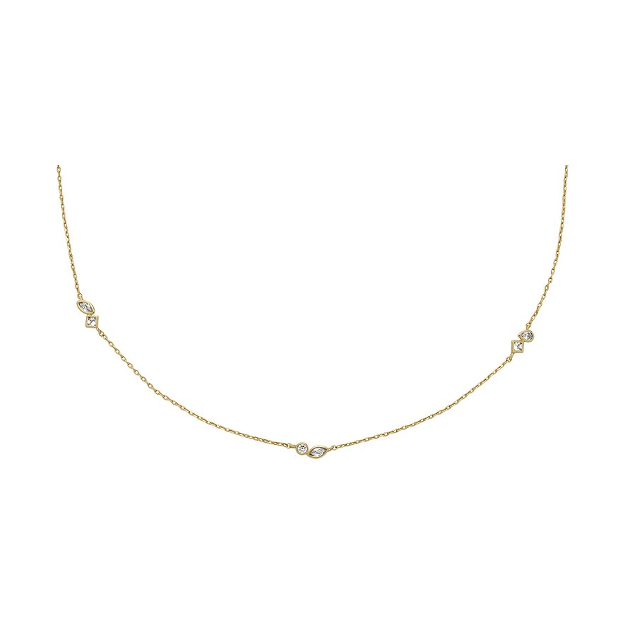 Fossil Kette Ellis, Glasstein, Damen, Metall, gold