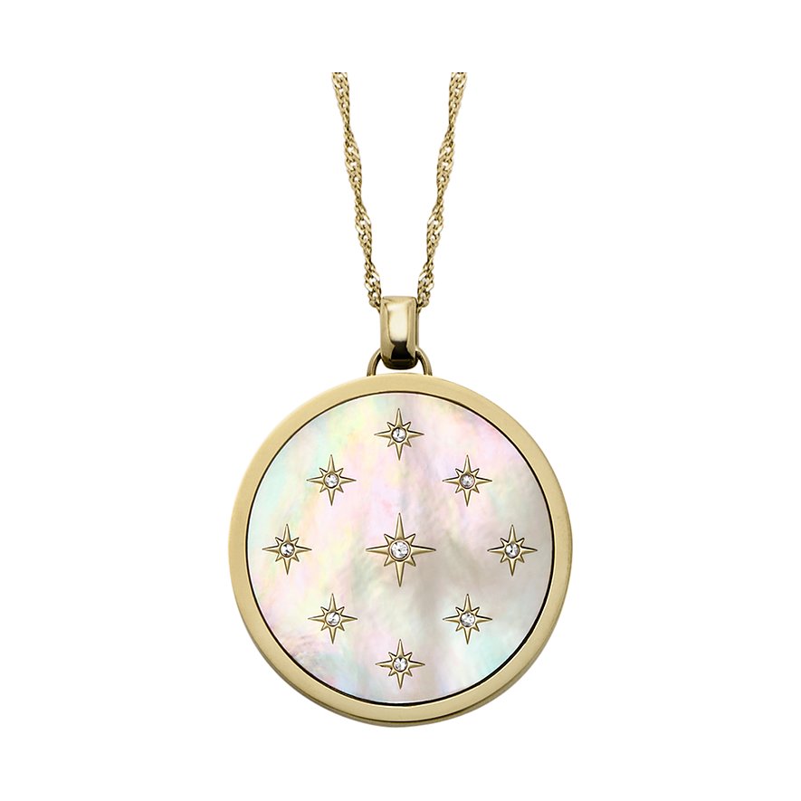 Fossil Kette, Glasstein, Damen, Edelstahl, gold