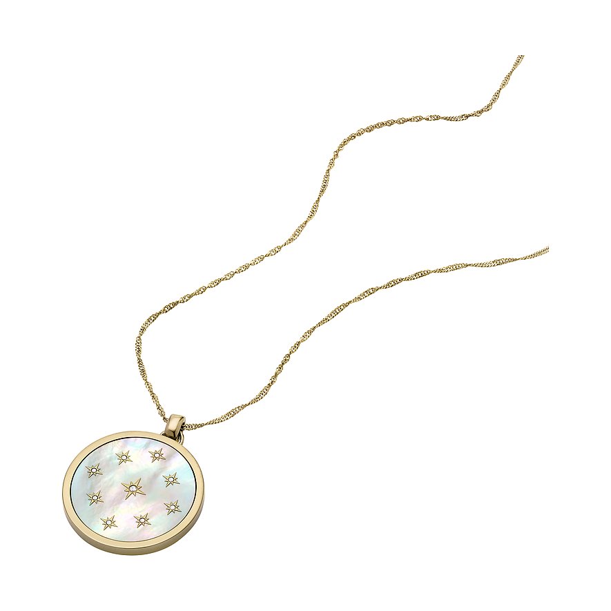Fossil Halsschmuck aus Edelstahl mit Glassteinen, Sternmotiv.