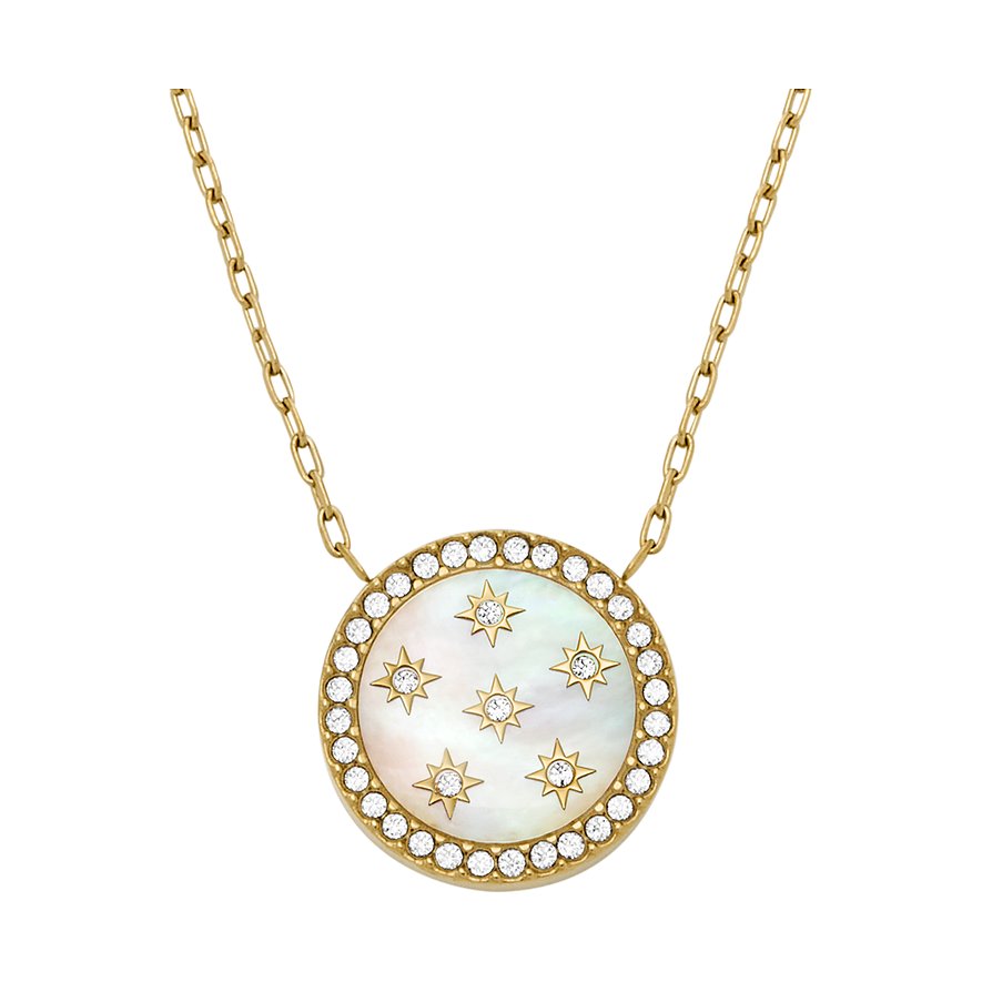 Fossil Kette, Glasstein, Damen, Edelstahl, gold