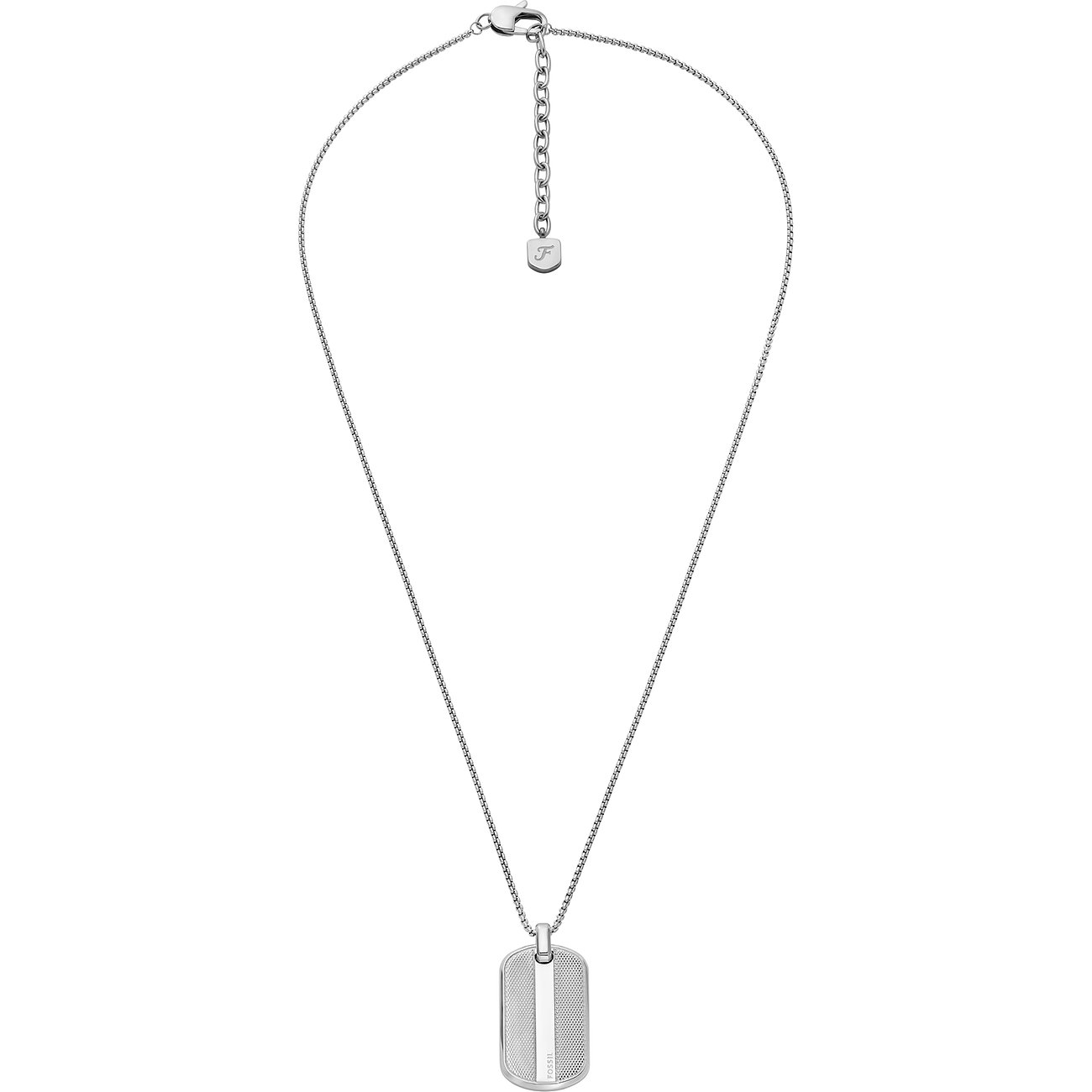Fossil Edelstahl-Halskette mit Anhänger, silberfarben, mit feiner Kette.