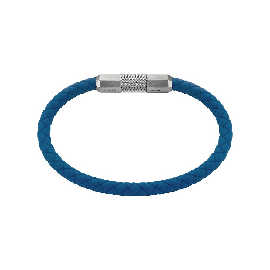 Fossil Armband Knox, Herren, Silikon, Edelstahl, blau