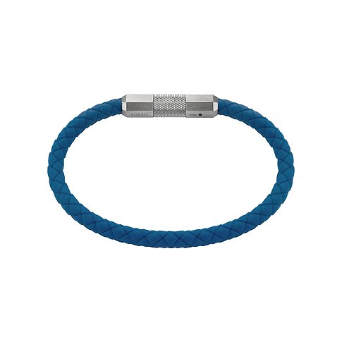 Fossil Armband aus Silikon und Edelstahl mit geflochtenem Design.