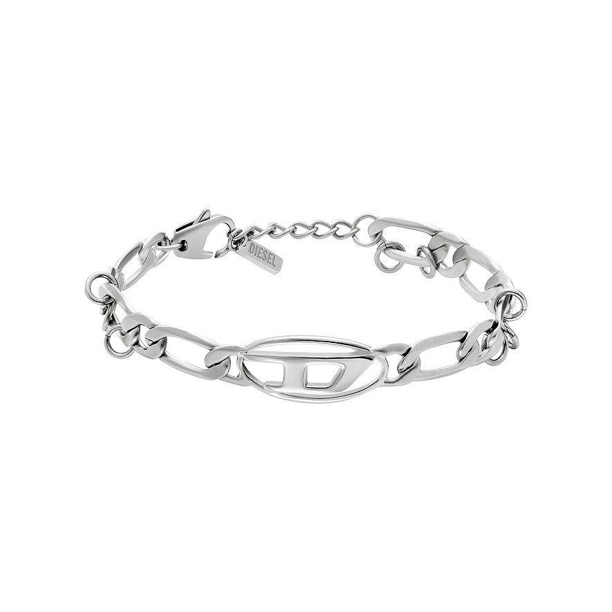 Diesel Armband Oval D Logo, Unisex, Metall, Edelstahl, silber