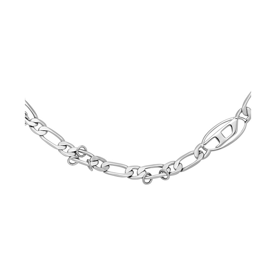 Diesel Kette Oval D Logo, Unisex, Metall, Edelstahl, silber