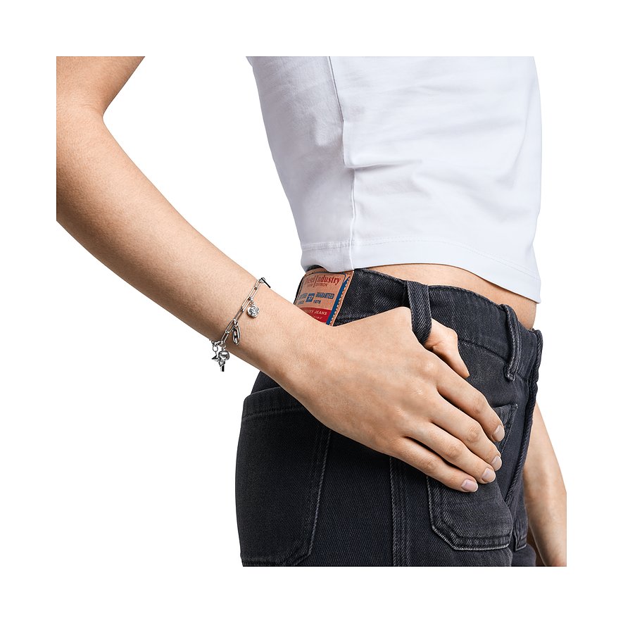 Bracelet Diesel en acier inoxydable avec breloques.