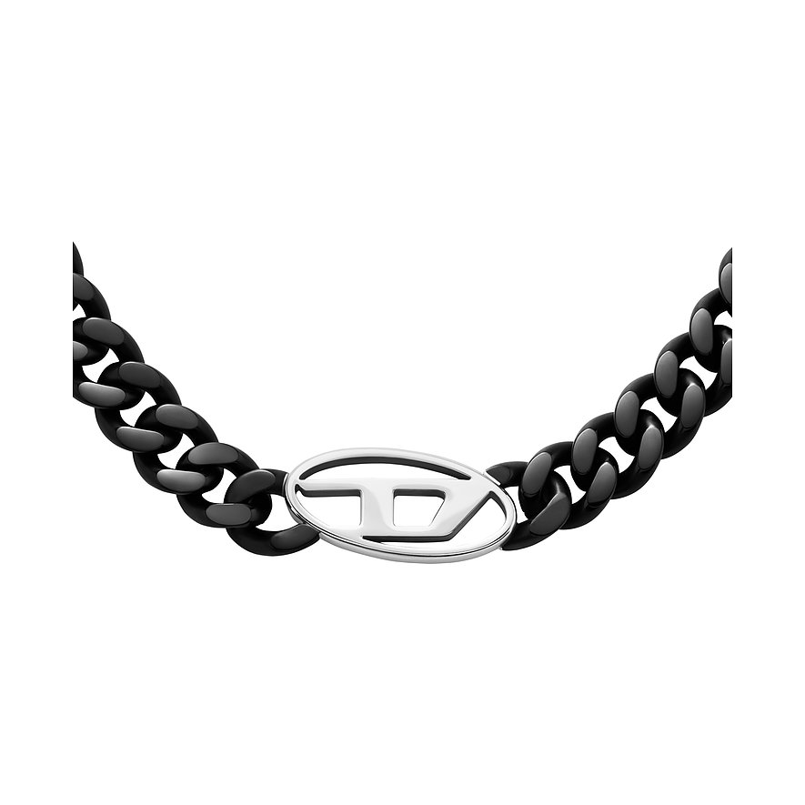 Diesel Kette Oval D Logo, Unisex, Edelstahl, schwarz