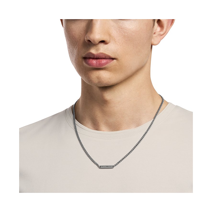 Collana Emporio Armani in acciaio inossidabile con ciondolo logo.