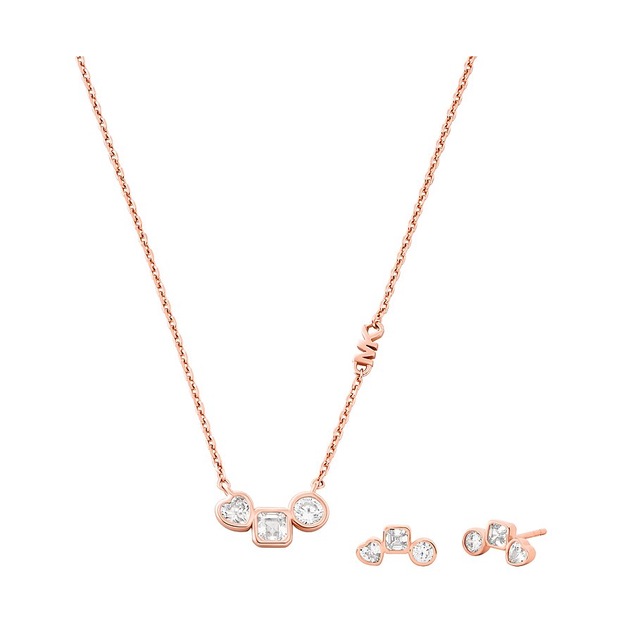 Michael Kors Schmuck-Set Kors Brilliance, Zirkonia, Damen, 925er Silber, roségold