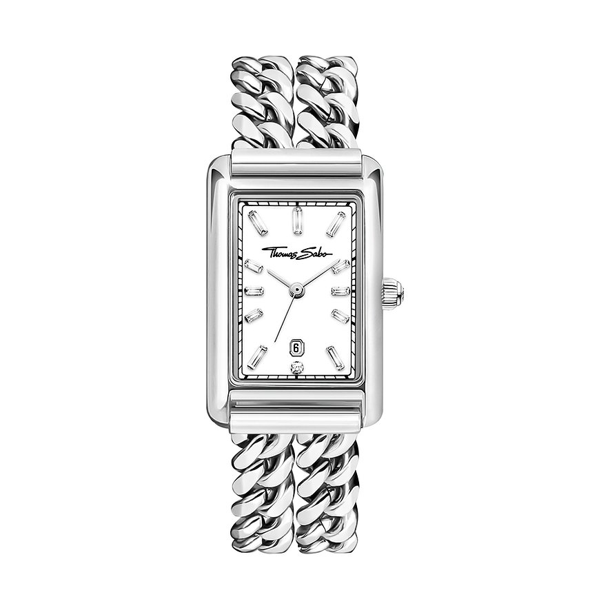 Thomas Sabo Damenuhr WA0428-201-201-22 MMZirkonia, Damen, Edelstahl, Armband: Edelstahl, Quarz, analog