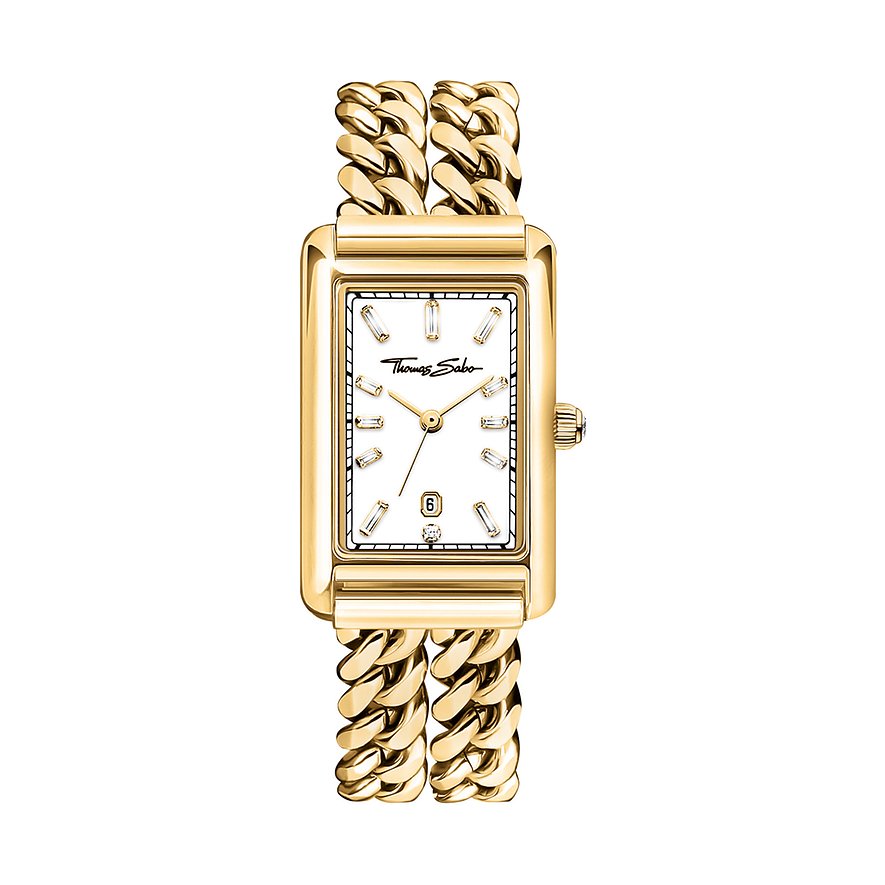 Thomas Sabo Damenuhr WA0429-291-207-22 MM, Zirkonia, Damen, Edelstahl, Armband: Edelstahl, Quarz, analog