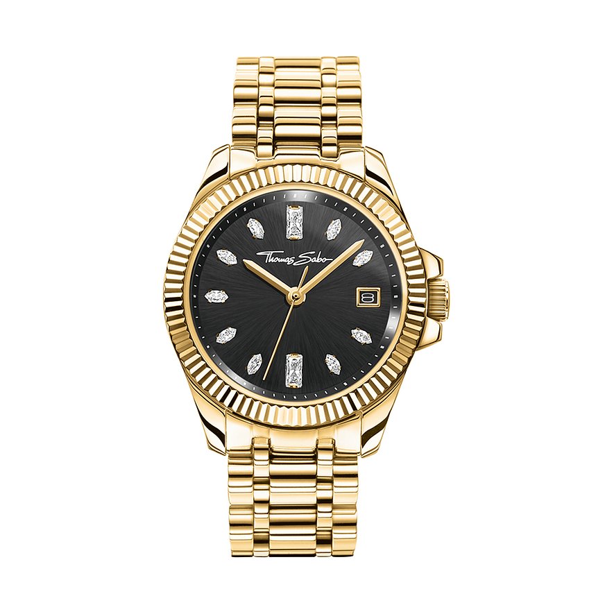 Thomas Sabo Damenuhr WA0431-291-207-33 MM, Zirkonia, Damen, Edelstahl, Armband: Edelstahl, Quarz, analog