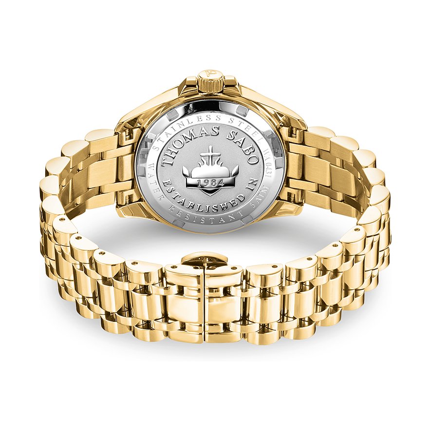 Montre Thomas Sabo pour femme en acier inoxydable, couleur or, avec zircone.