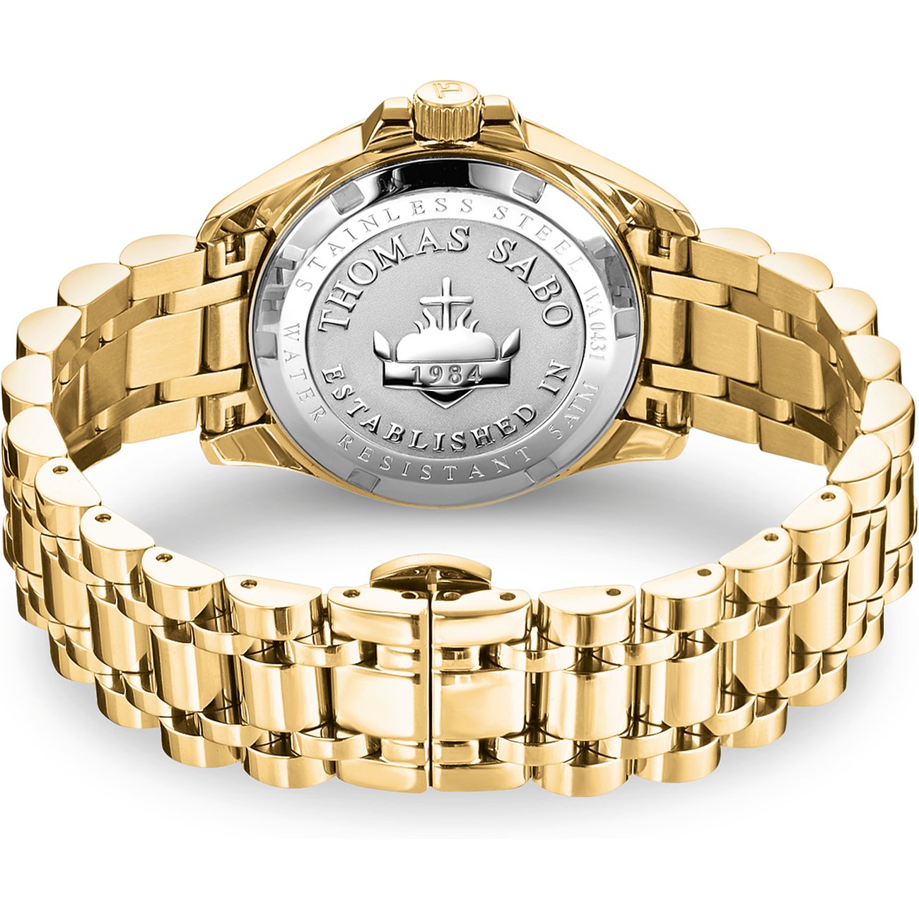 Montre Thomas Sabo pour femme en acier inoxydable, couleur or, avec zircone.