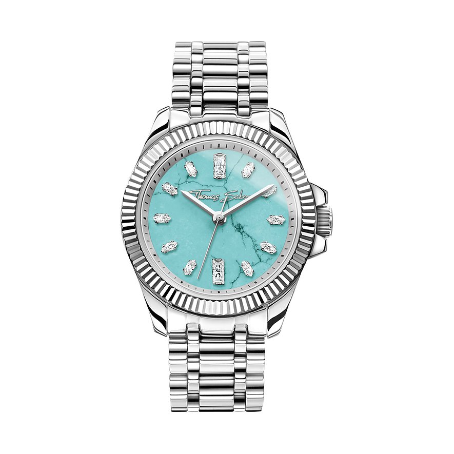 Thomas Sabo Damenuhr WA0435-201-209-33 MM, Zirkonia, Damen, Edelstahl, Armband: Edelstahl, Quarz, analog