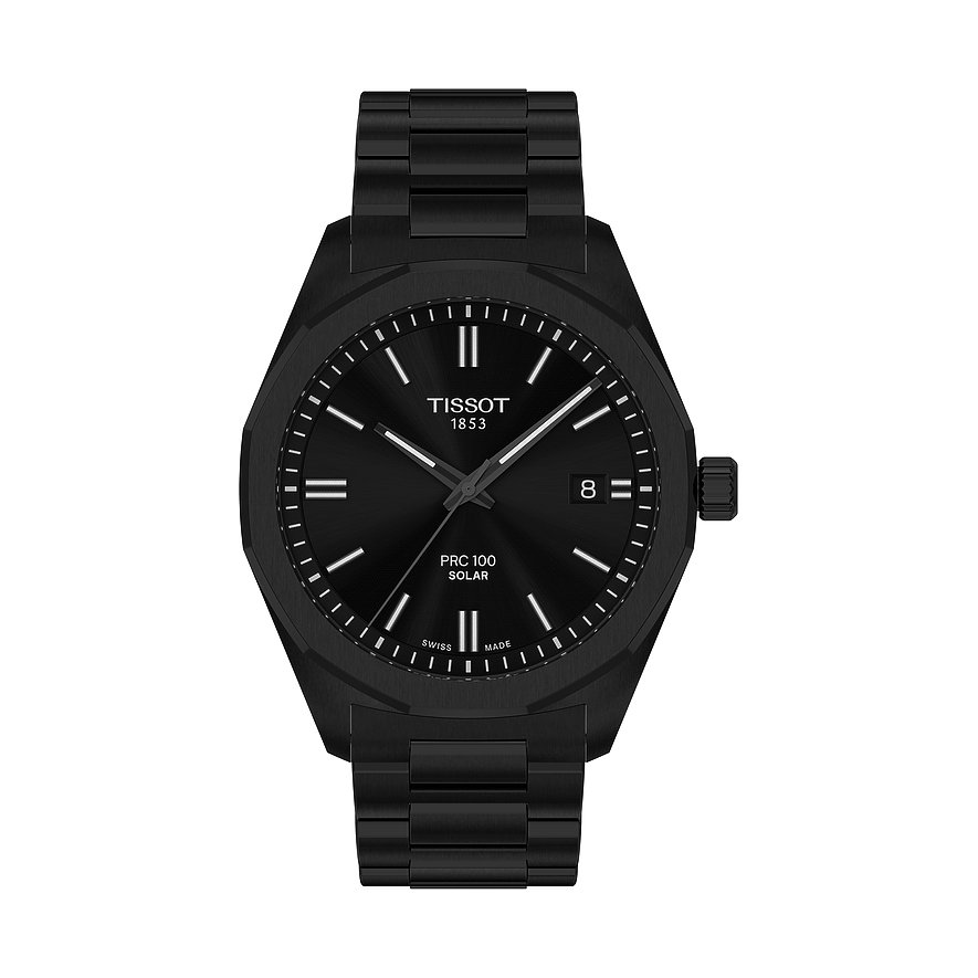Tissot Herrenuhr PRC 100 Solar T1514223305100, Herren, Edelstahl, Armband: Edelstahl, PVD beschichtet, Solar, analog