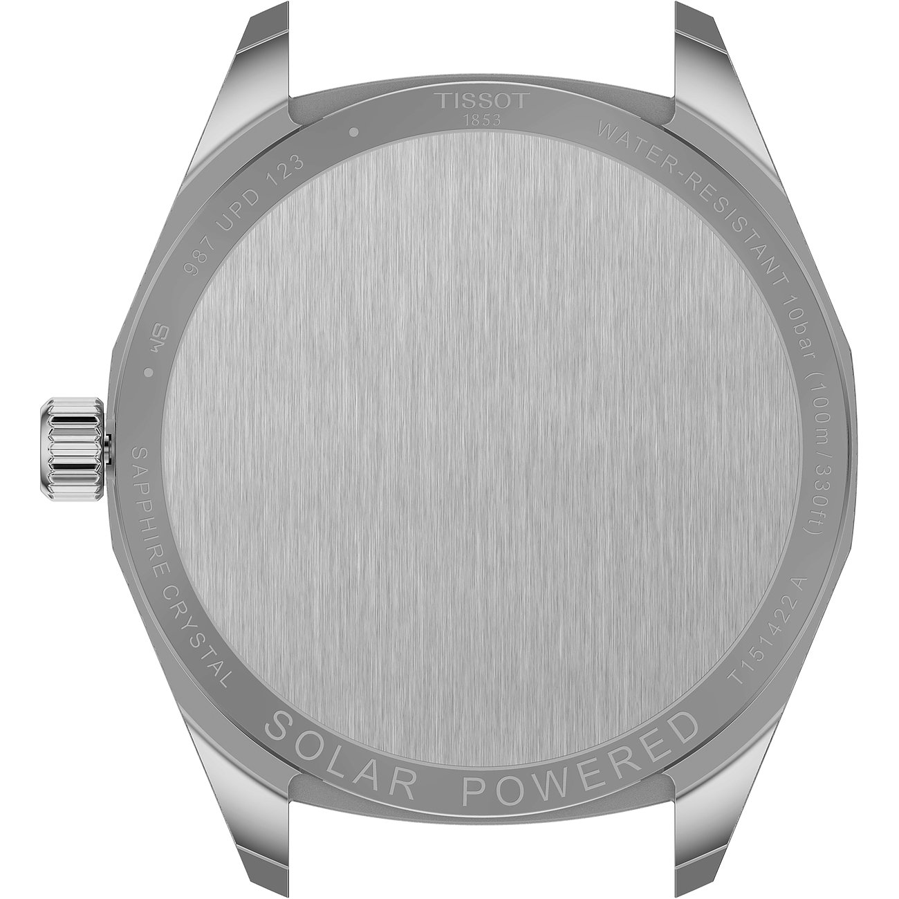 Tissot Herrenuhr mit Edelstahlgehäuse, silberfarben, analog, Solar-Powered.