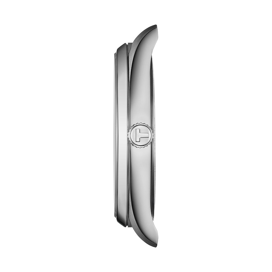 Tissot Herrenuhr mit Edelstahlgehäuse, silberfarben.