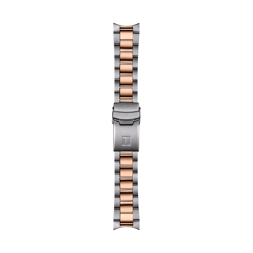 Tissot Unisexuhr mit Roségold-Gehäuse, bicolor und Edelstahlarmband.