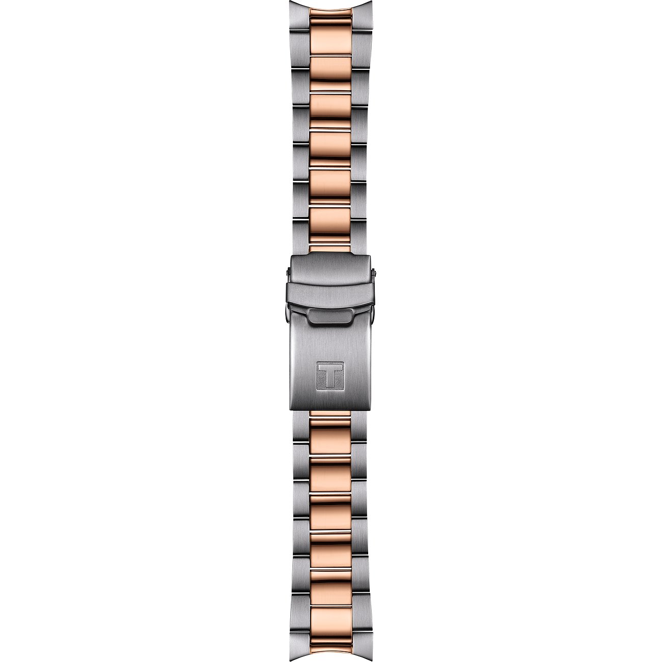 Tissot Unisexuhr mit Roségold-Gehäuse, bicolor und Edelstahlarmband.