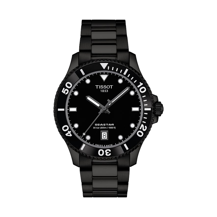 Tissot Unisexuhr Seastar 1000 T1204103305100, Unisex, Edelstahl, Armband: Edelstahl, PVD beschichtet, Quarz, analog