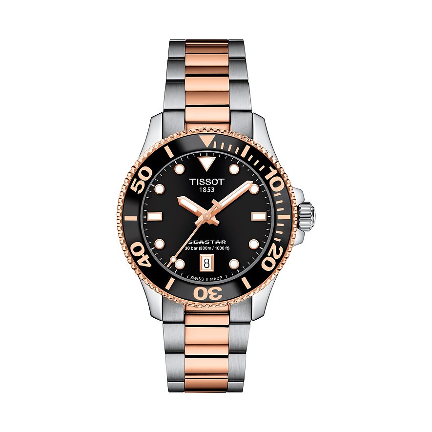 Tissot Unisexuhr Seastar 1000 T1202102205101, Unisex, Roségold, Armband: Edelstahl, PVD beschichtet, Quarz, analog