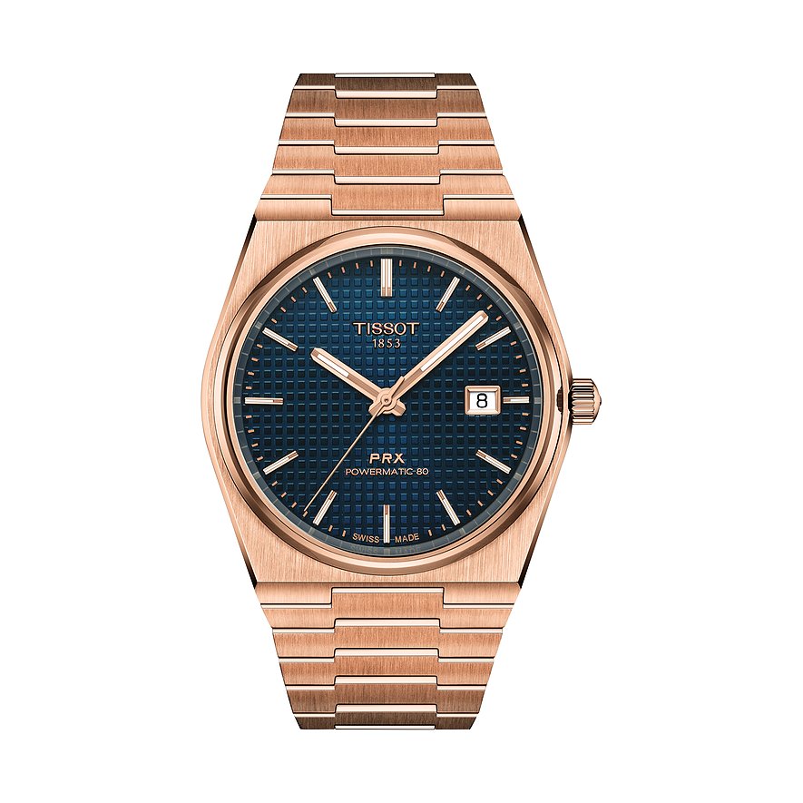 Tissot Herrenuhr PRX Powermatic 80 T1374073304100, Herren, Roségold, Armband: Edelstahl, PVD beschichtet, Automatik, analog