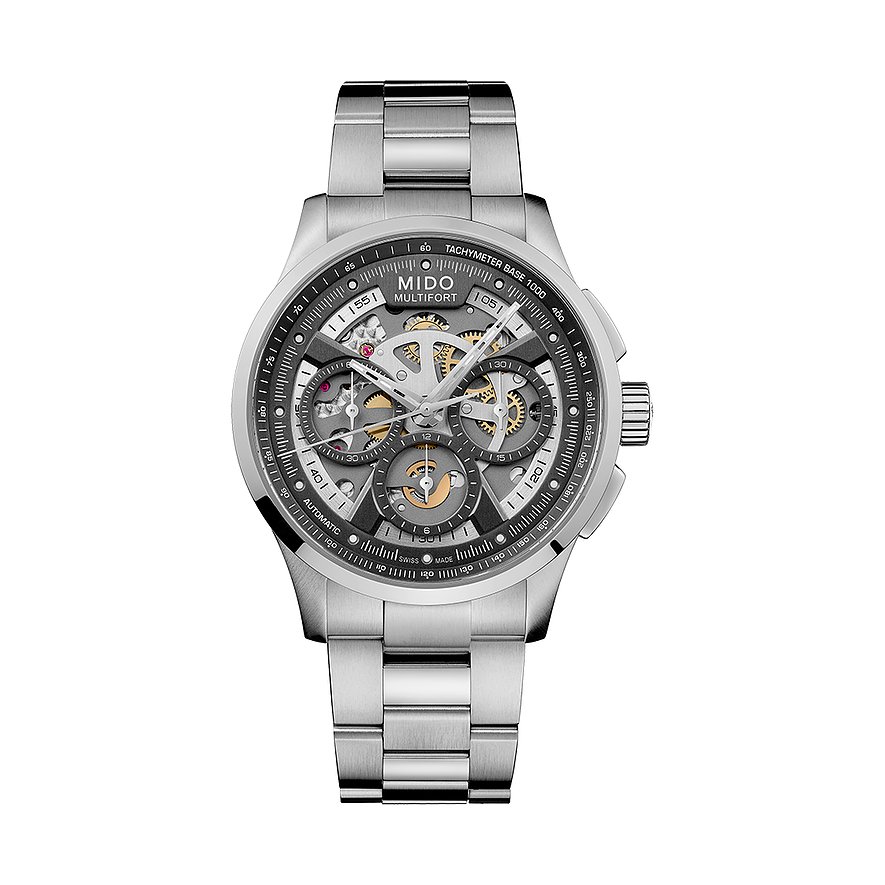 Mido Chronograph Multifort Skeleton Chronograph M0386621106000, Herren, Edelstahl, Armband: Edelstahl, Automatik, analog