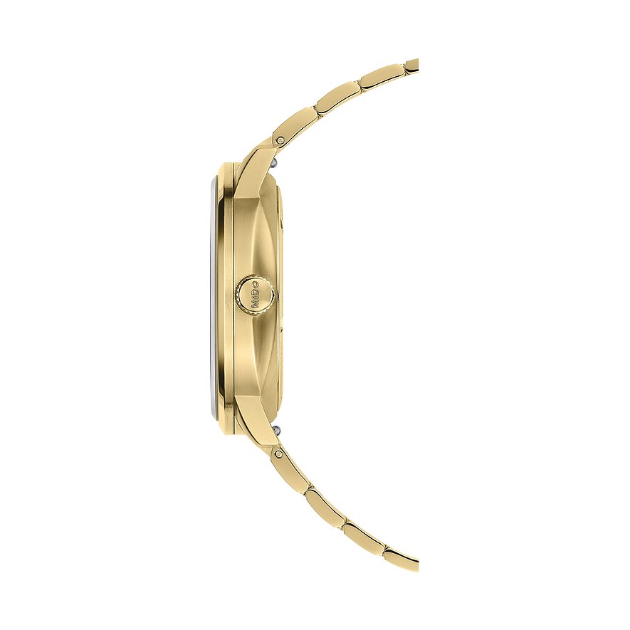 Mido Herrenuhr mit Edelstahlgehäuse, goldfarben, analog.